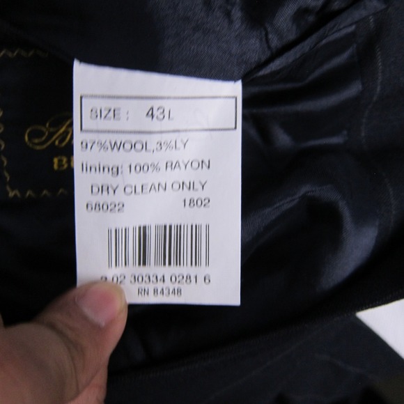 Brooks Brothers Suit Mens 43L Navy BrooksEase Wool 2 Button Two Piece Set Stripe - Picture 12 of 16